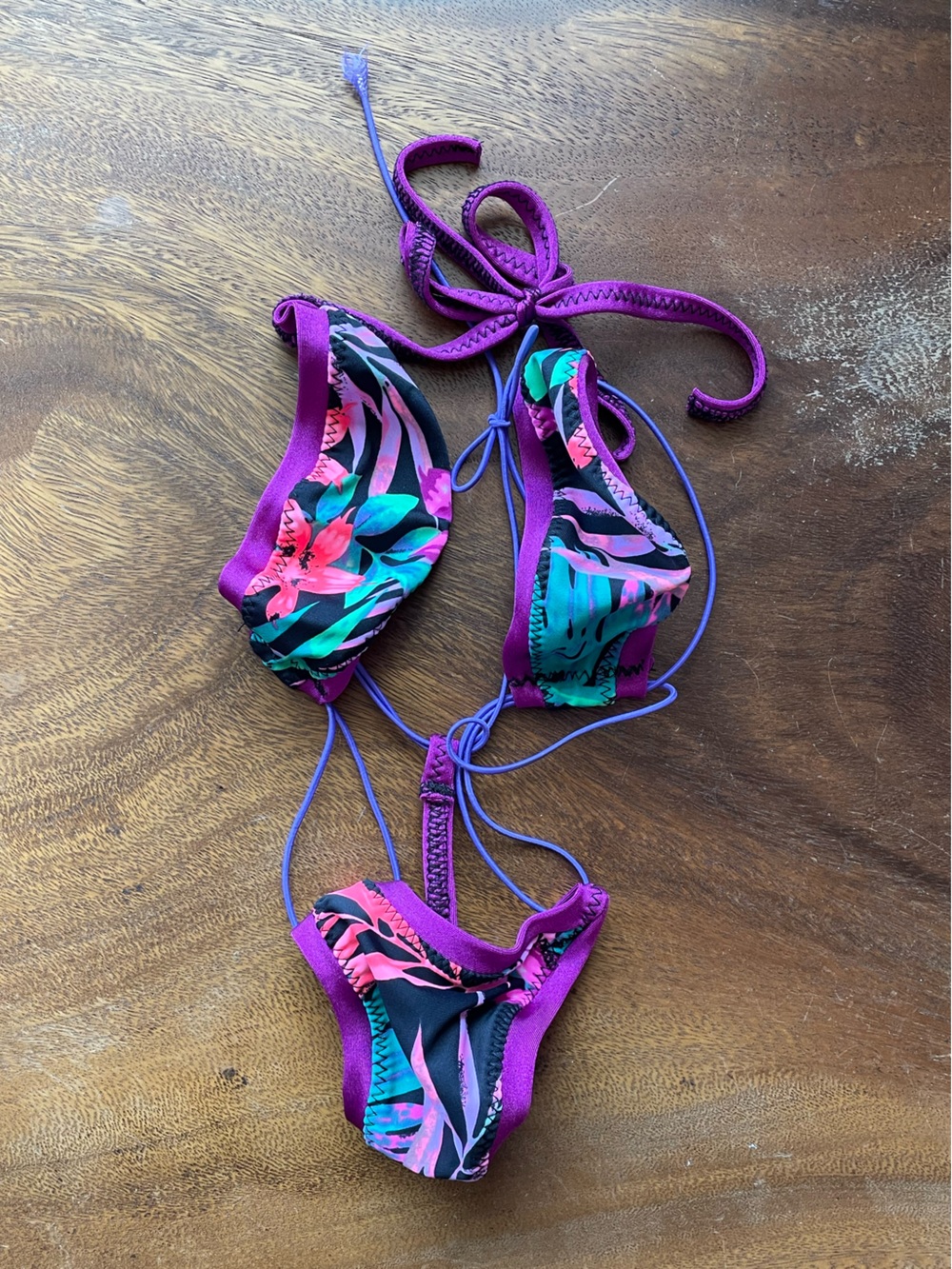 Vibrant Tropical Print Lycra Slingshot Exotic Dancewear